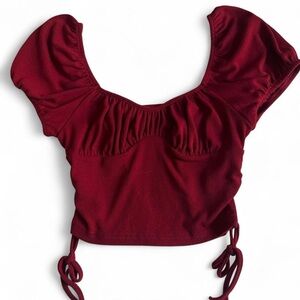 SHEIN Burgundy Puff Sleeve Blouse